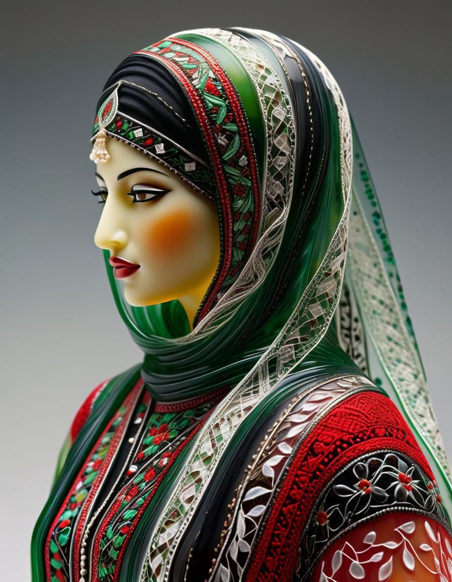 Glass Sculpture of a Graceful Palestinian Woman