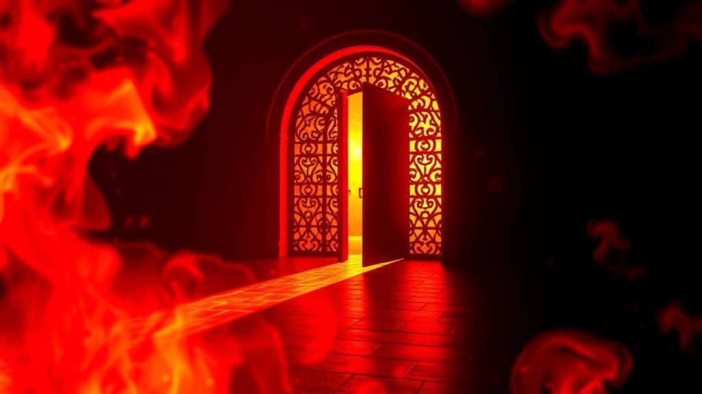 Fiery Red Abstract Design with Intense Light