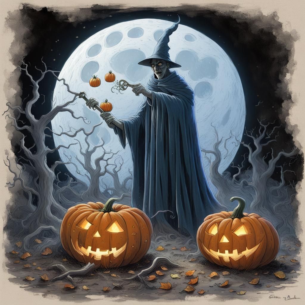 Halloween Night: Ghosts, Pumpkins, and a Blue Moon