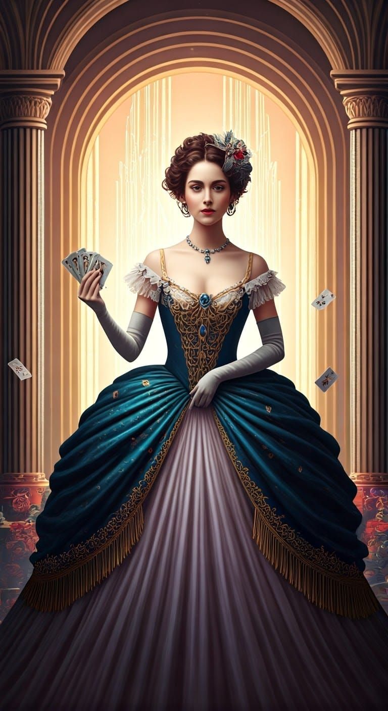 Art Deco Aristocrats Play Poker in Cyberpunk Setting