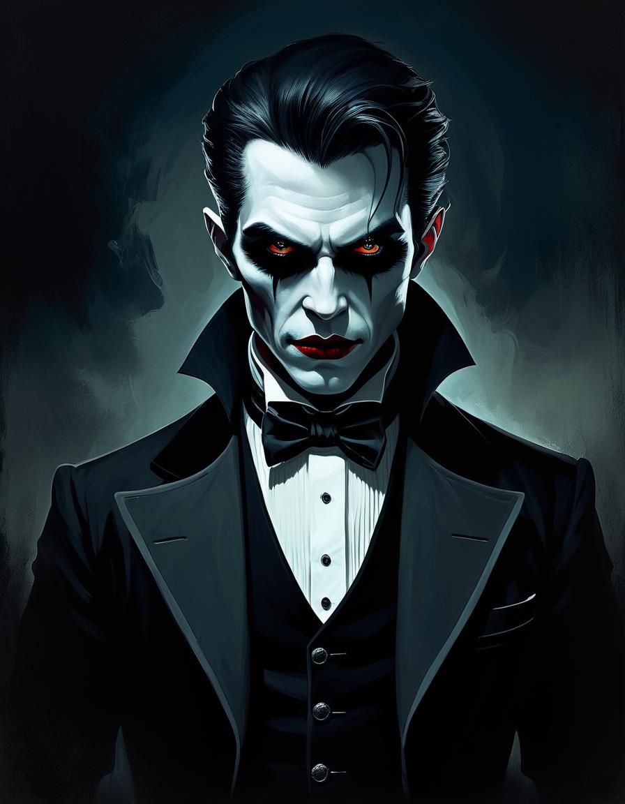 Dark Macabre Vampire Portrait in Gothic Horror Style