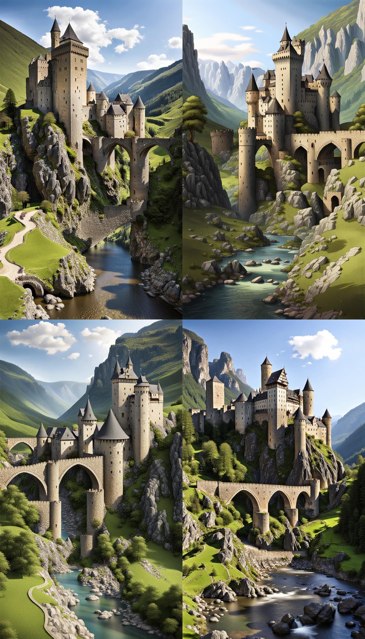 Picturesque Medieval Castle in Rocky Valley Landscape