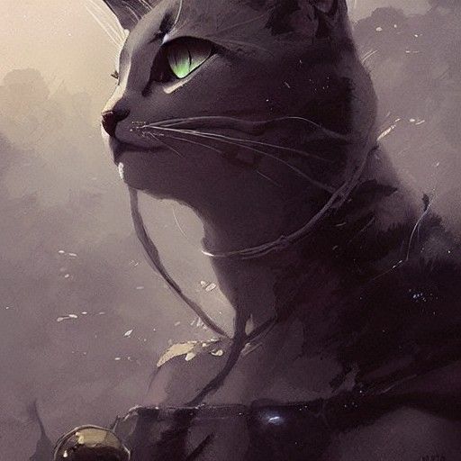Sinister Cat Goddess in Dark Fantasy Style