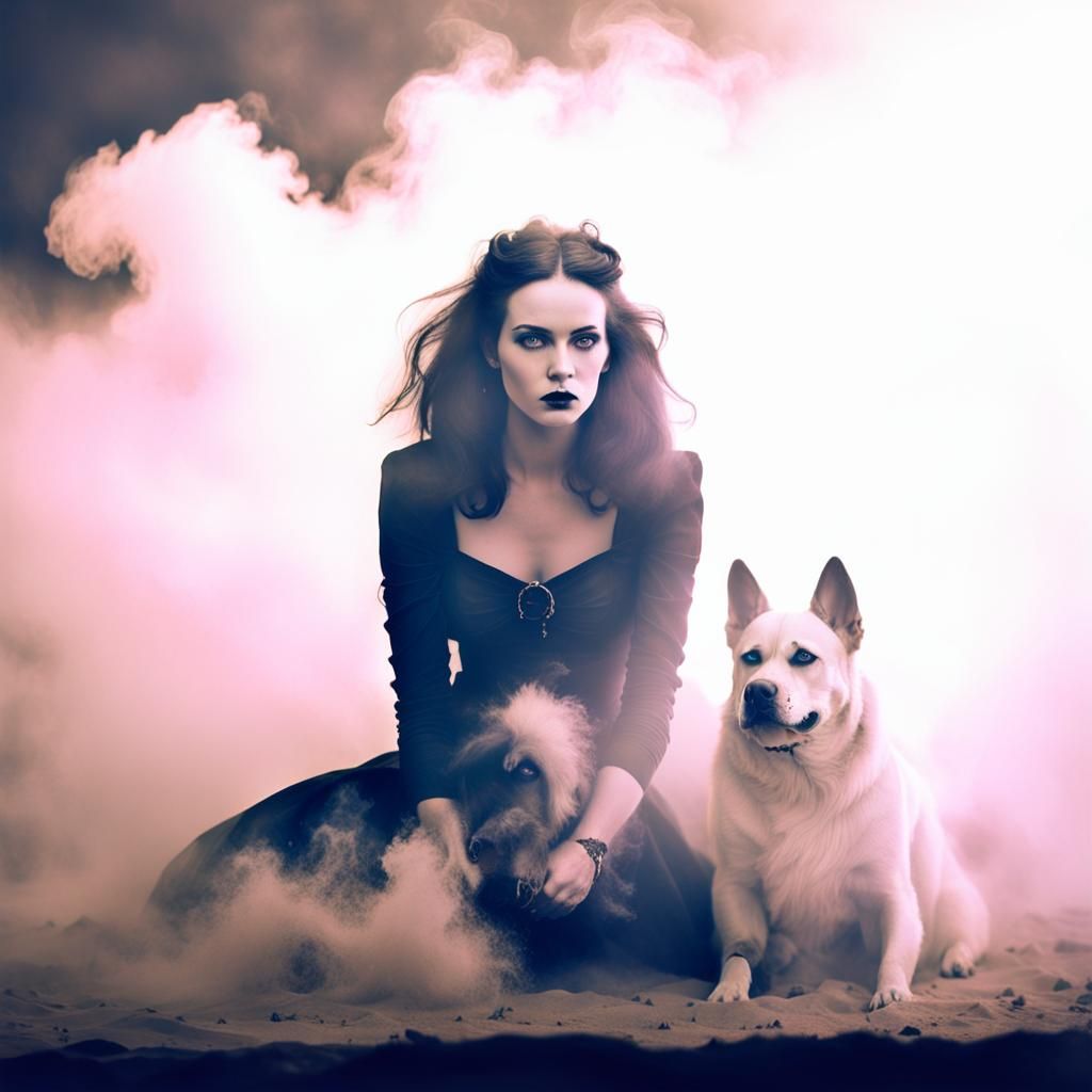 Gothic Model in Waves: Tintype Black and White Photography