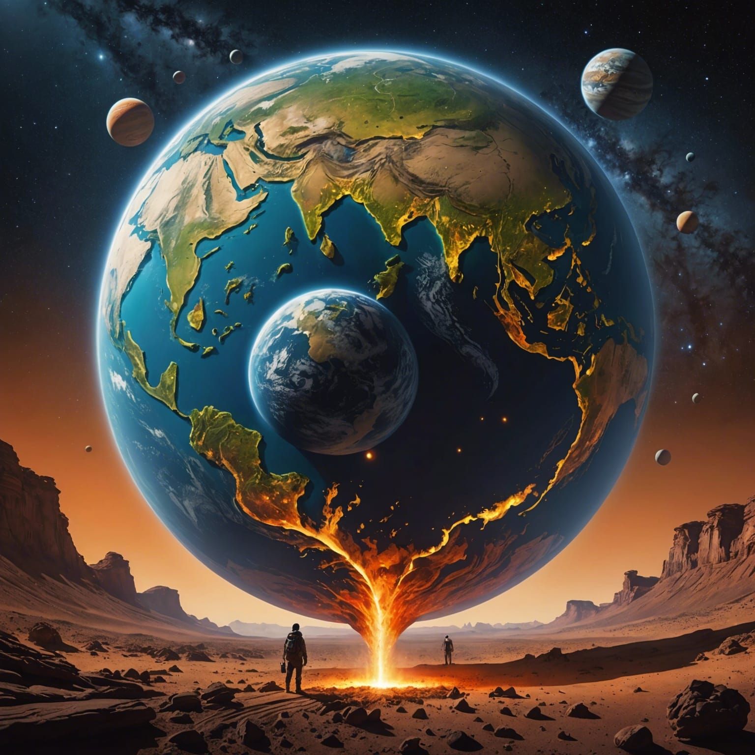 Godlike Figure Creates Life on Barren Planet