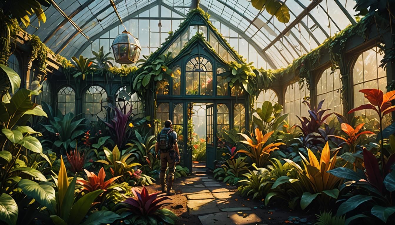 Fantasy Greenhouse Oasis: A Matte Painting