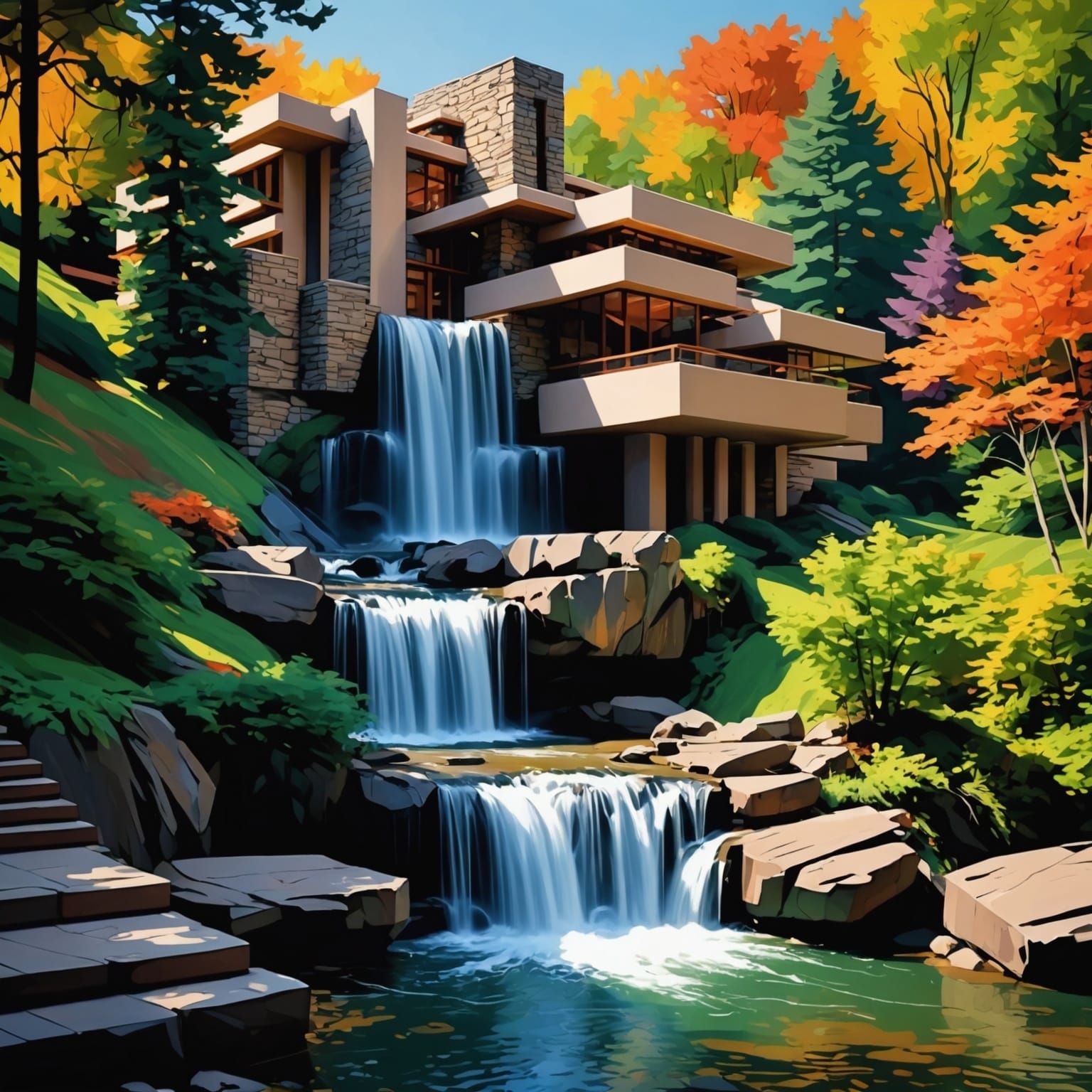Fallingwater: An Architectural Digital Render
