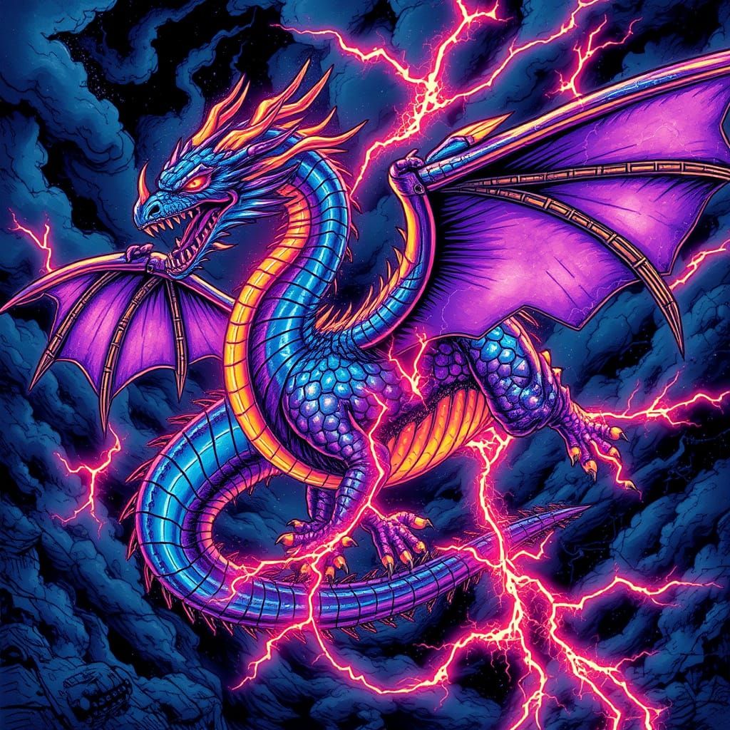 Electric Dragon in Futuristic Style