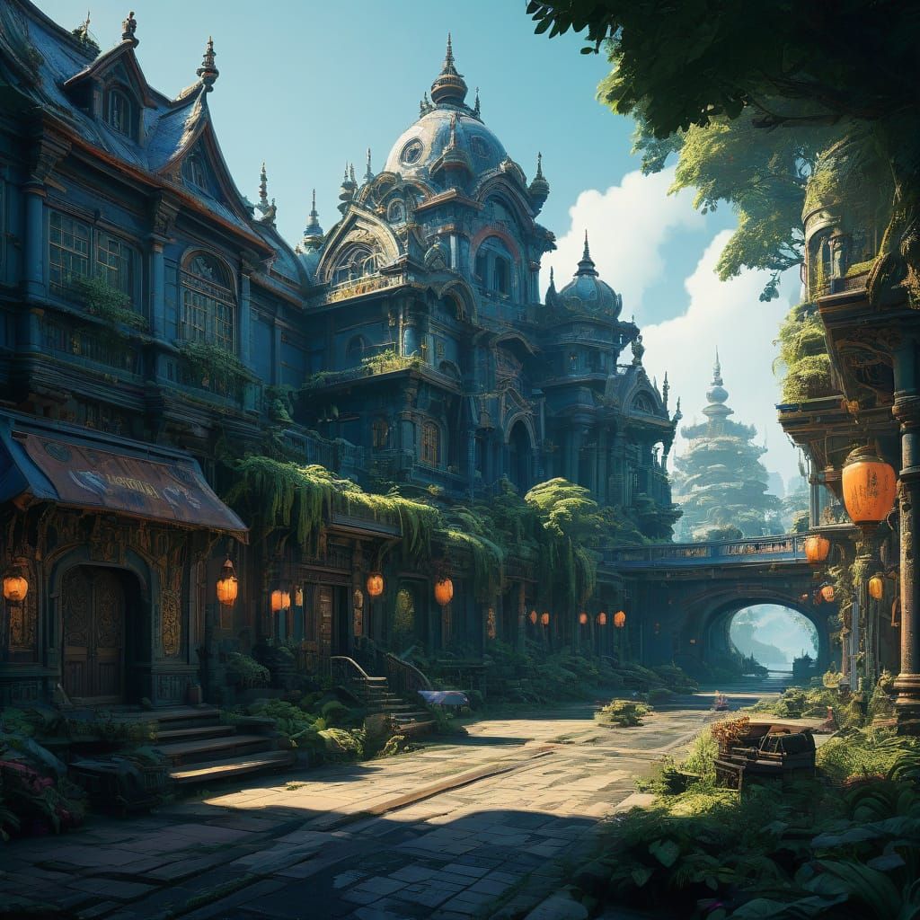 Ethereal City of Zha'thik in Vibrant, Dreamlike Detail