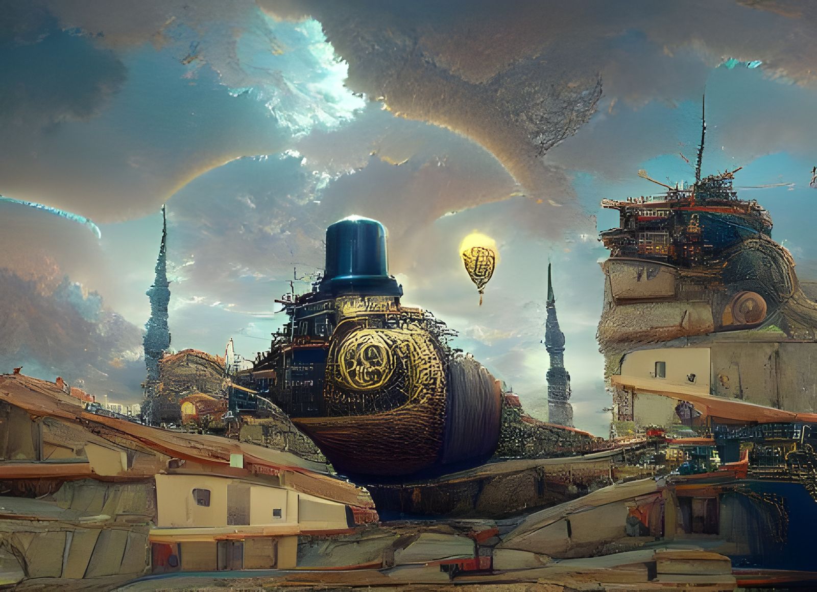 Steampunk Trogir Old Town in Romanticism Style