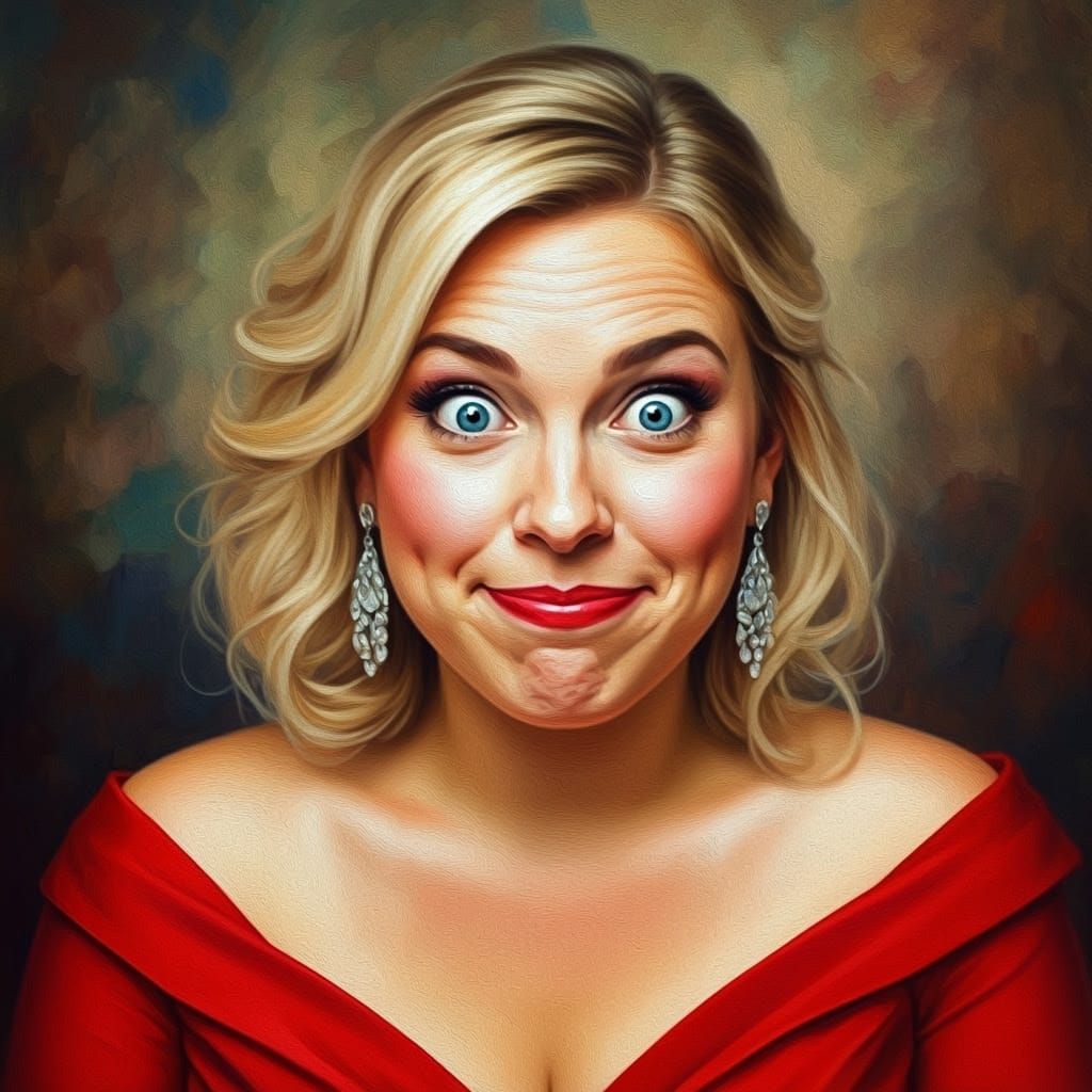 Impressionistic Oil Portrait of a Quirky Blond Woman