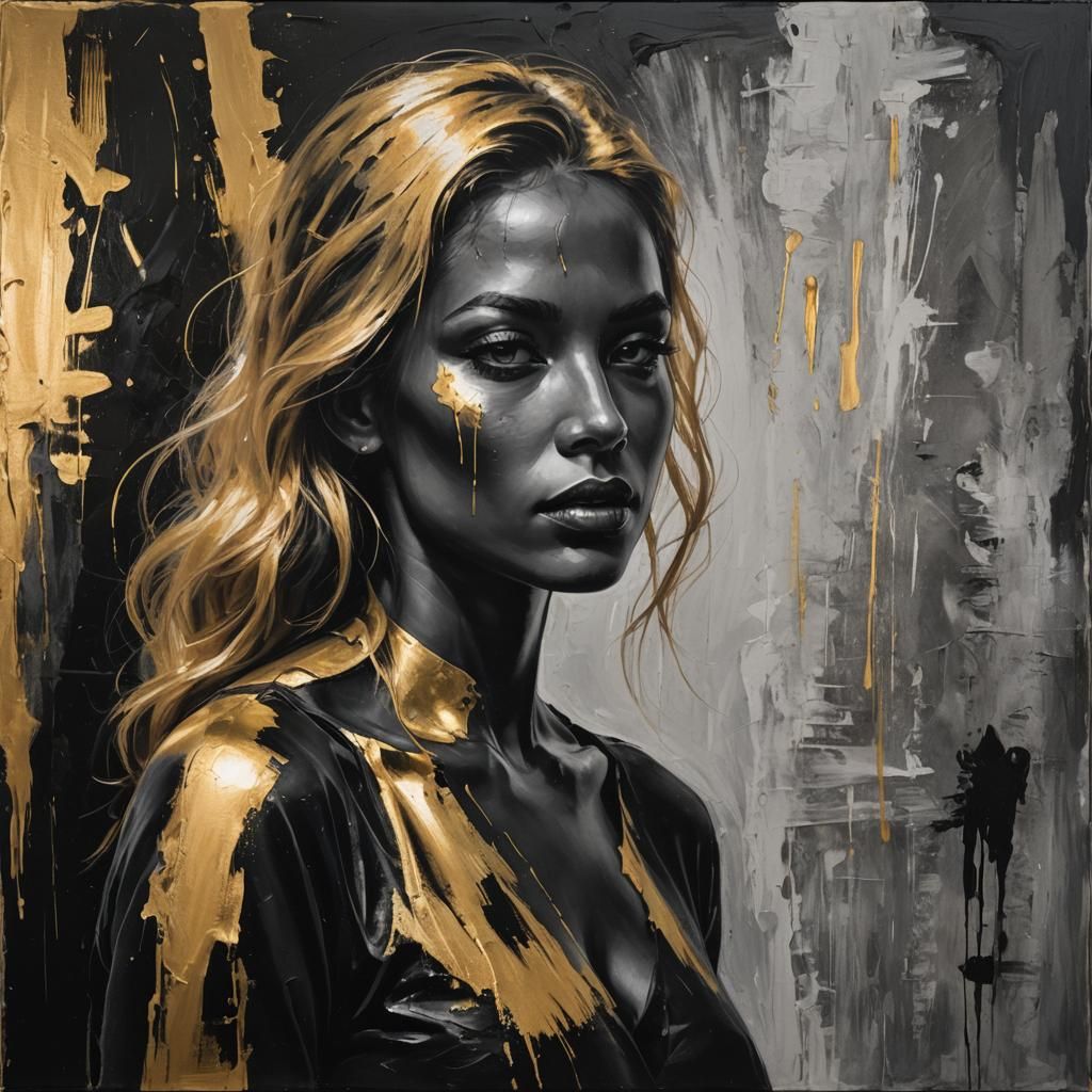 Black and White Woman Portrait in Grunge Style