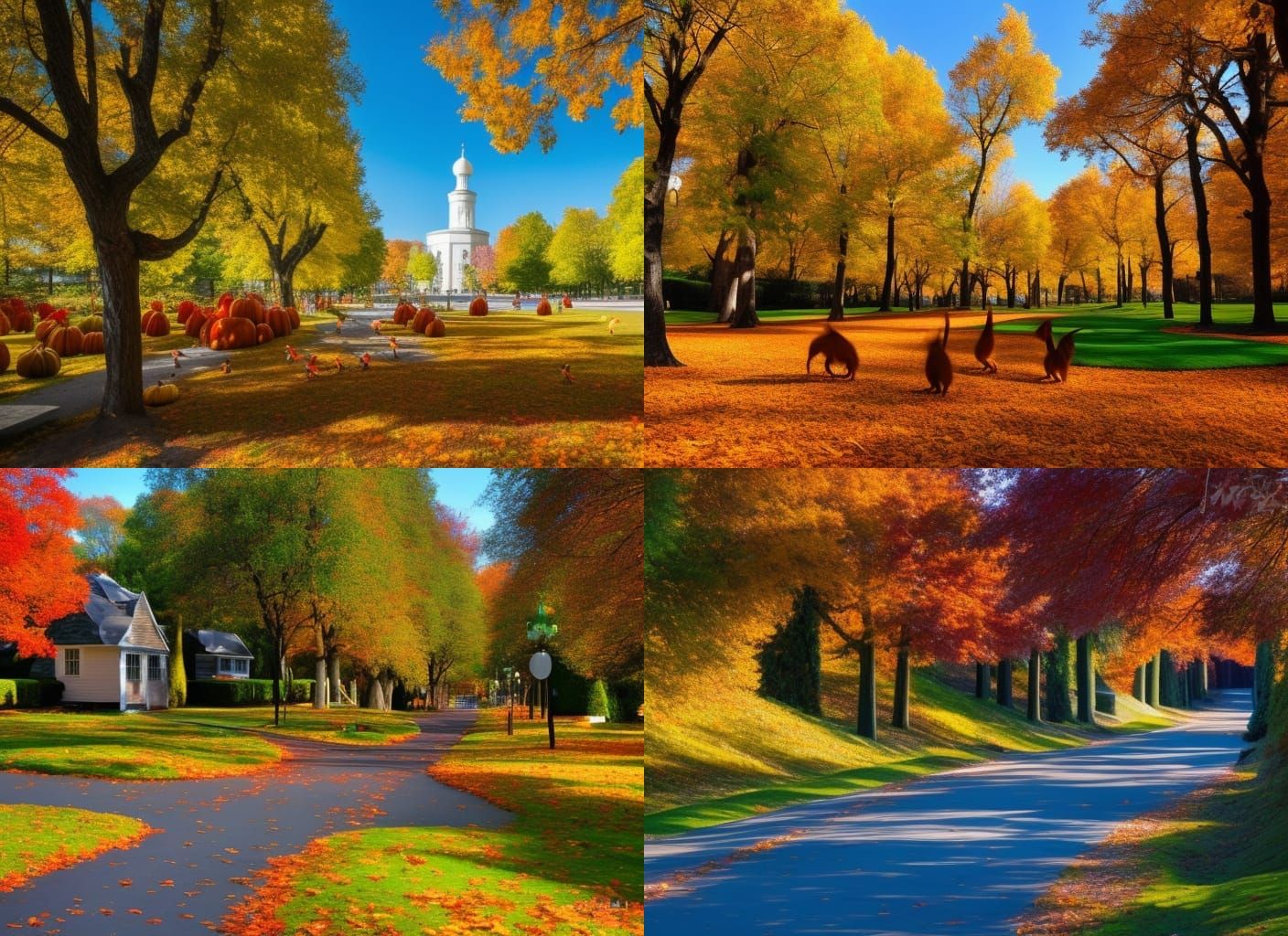 Squirrels Play Alice in Wonderland: Abstract Autumn Scene