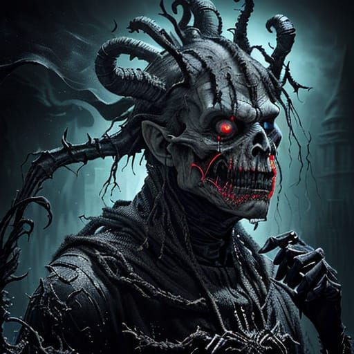 Ethereal Demon Leers with Sinister Gaze in Hyperrealistic Ci...