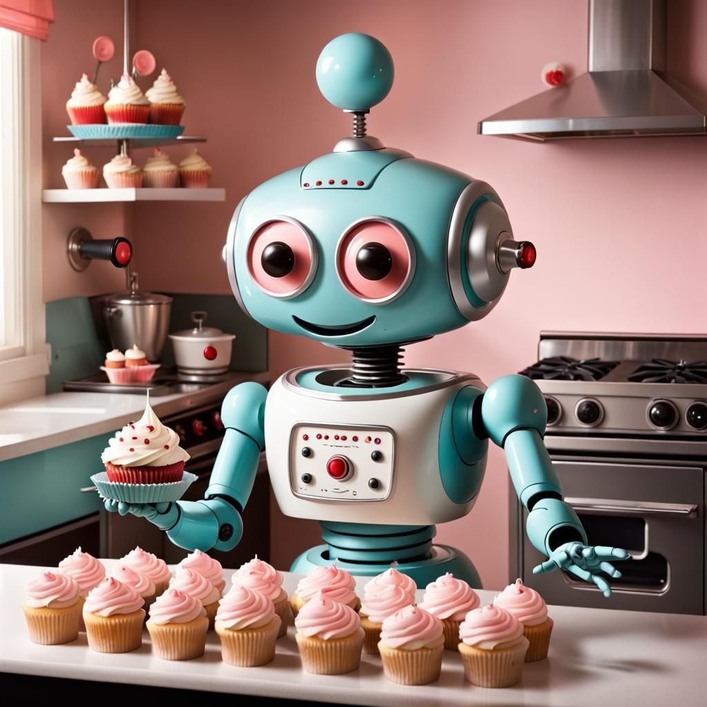 Rosey the Robot Bakes Cupcakes: Retro Sitcom Art