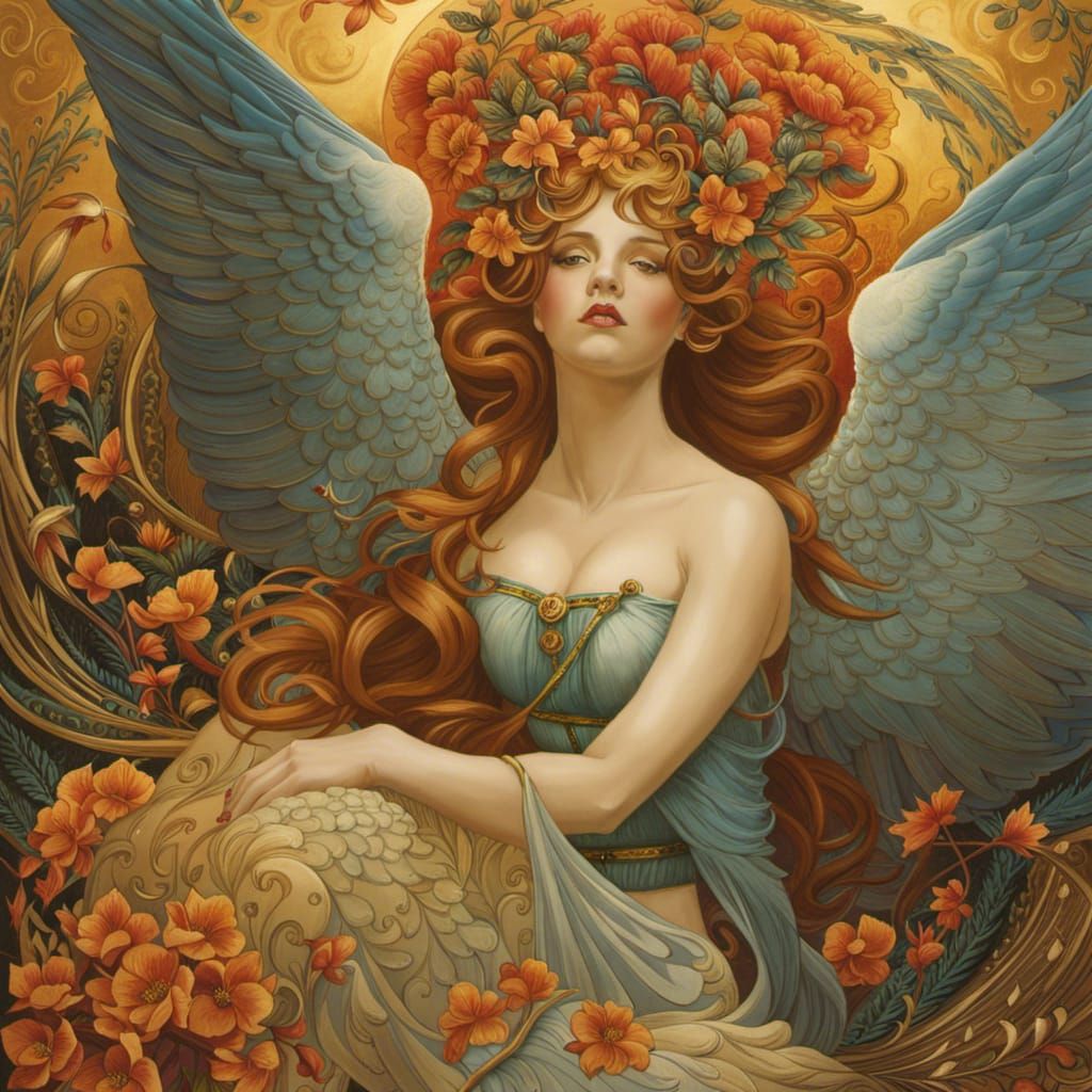 Angels and Demons Fight in Stained Glass Mosaic