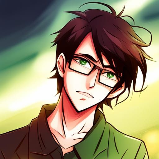 Anime Style Teenager with Scar and Glasses