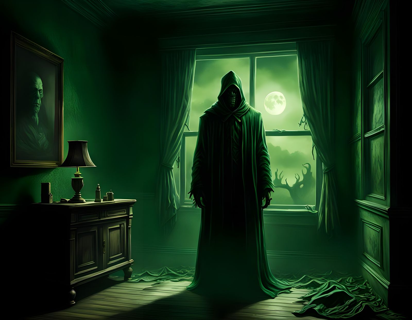 Hyperrealistic Silent Night Horror in Doré Style