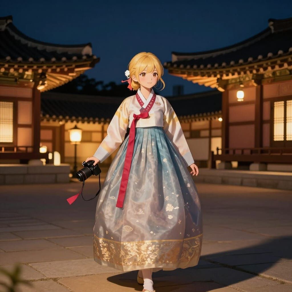 Anime Girl in Modern K-Hanbok at Changdeokgung Palace
