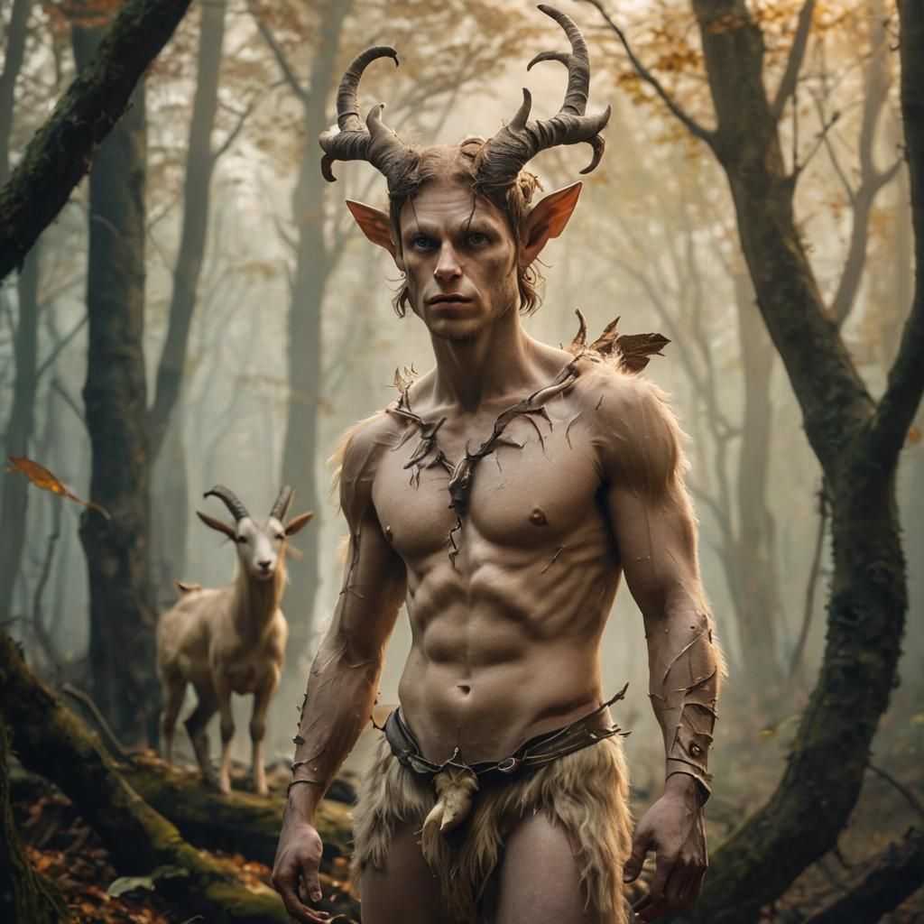 Faun in Misty Forest, a Curious Creature