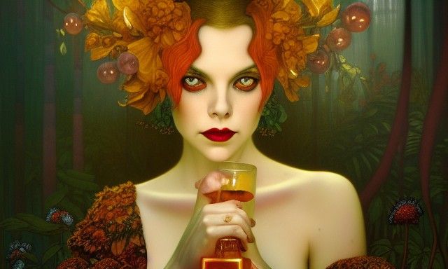 Sultry Woman in Dark Forest, Academic Art Style