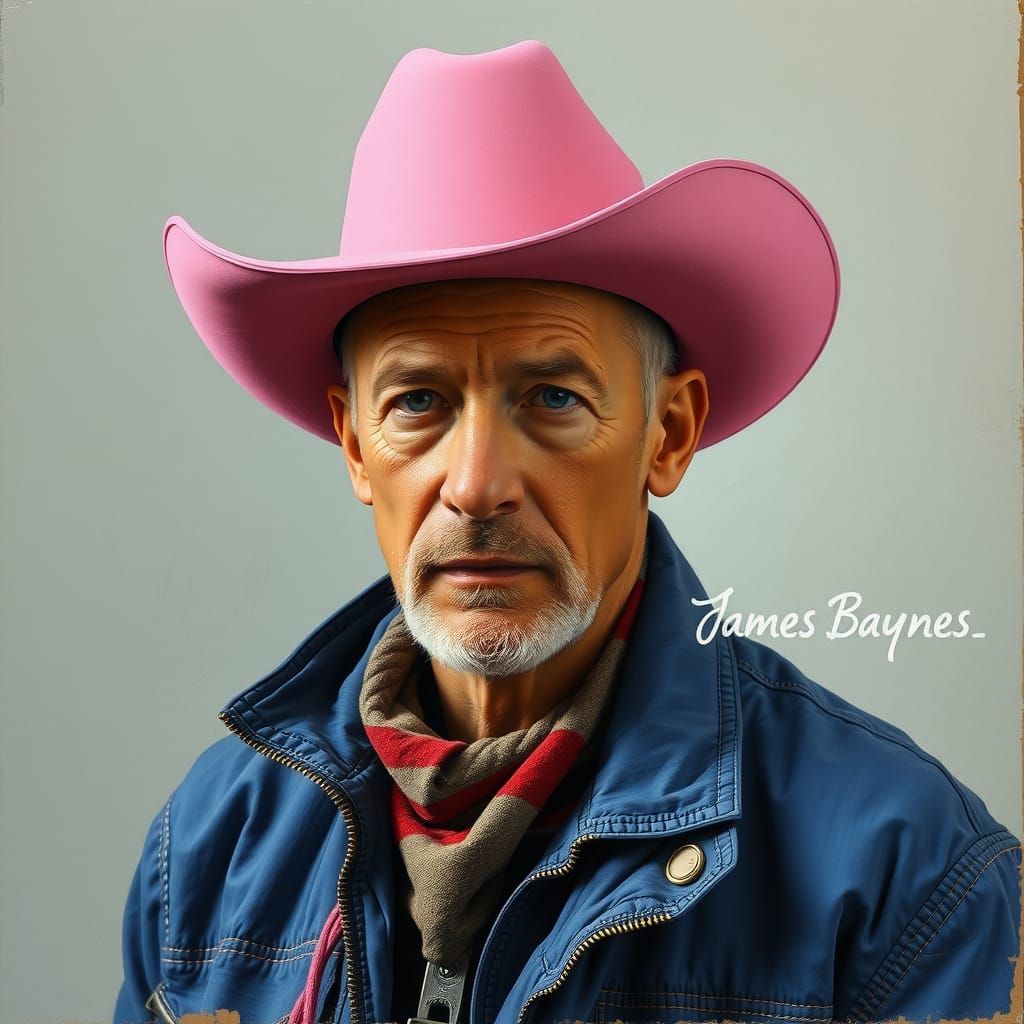 Cowboy Character Portrait in Cloisonnist Style