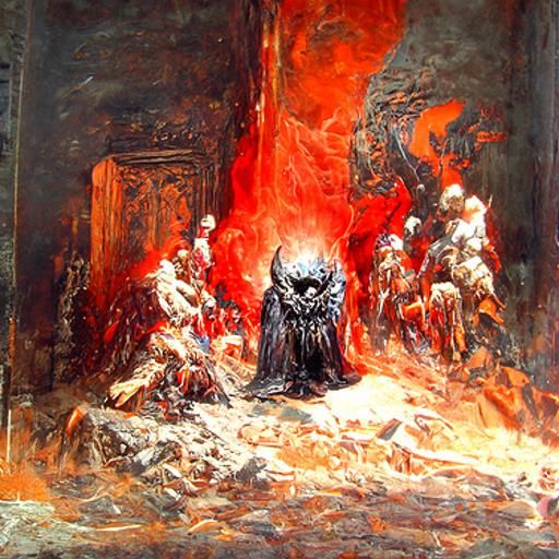 Throne Demon in Sinister Dark Horror Style