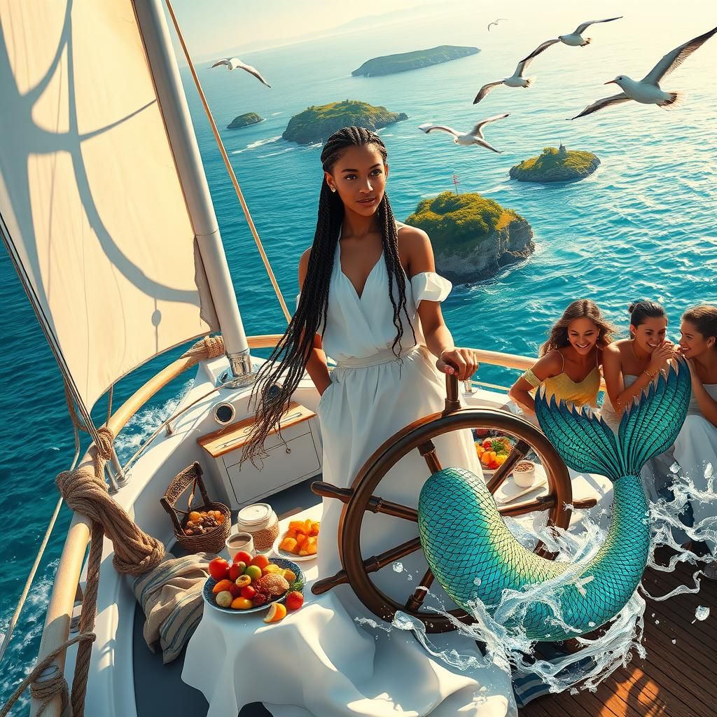 Greek Ferry with Mermaid in Beksiński Style