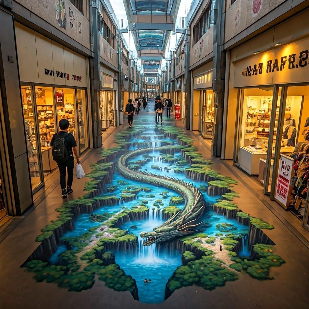 Dragon Bursting From Street Art Illusion