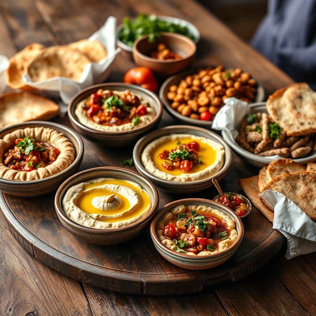 Rustic Middle Eastern Mezze Food Photography