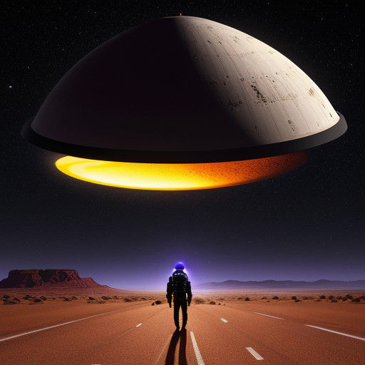 A Lone Hitchhiker Waits for Rescue in a Futuristic Desert La...