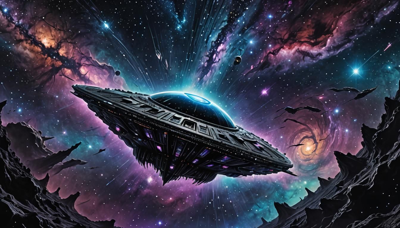 Interstellar Spaceship in Biomechanical Art Style