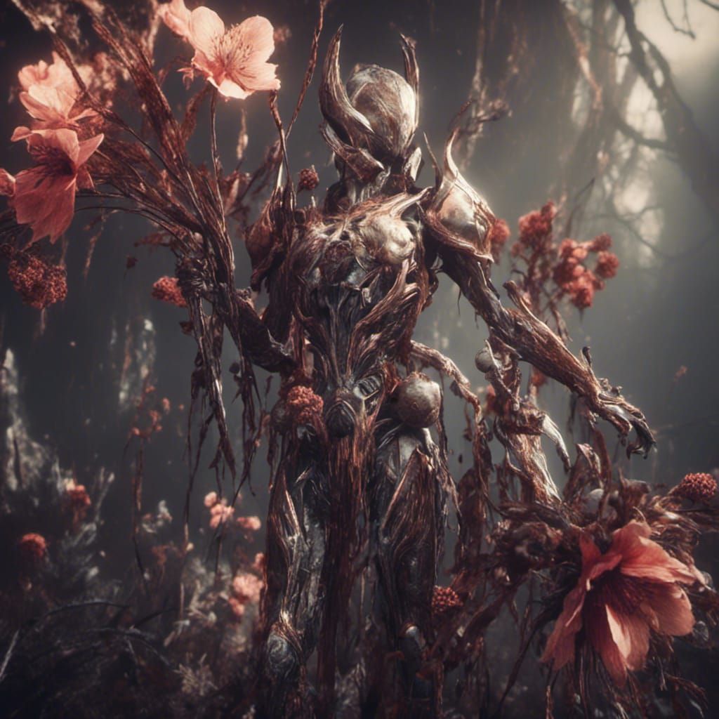Macabre Flower-Themed Warframe Character Design