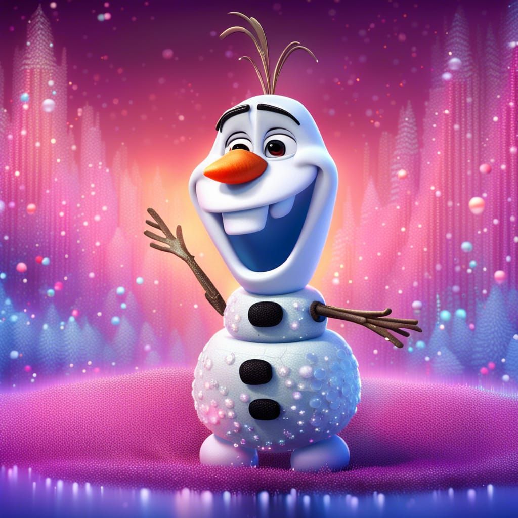 Olaf in Sequined Dress: Pixar-Style 3D Art