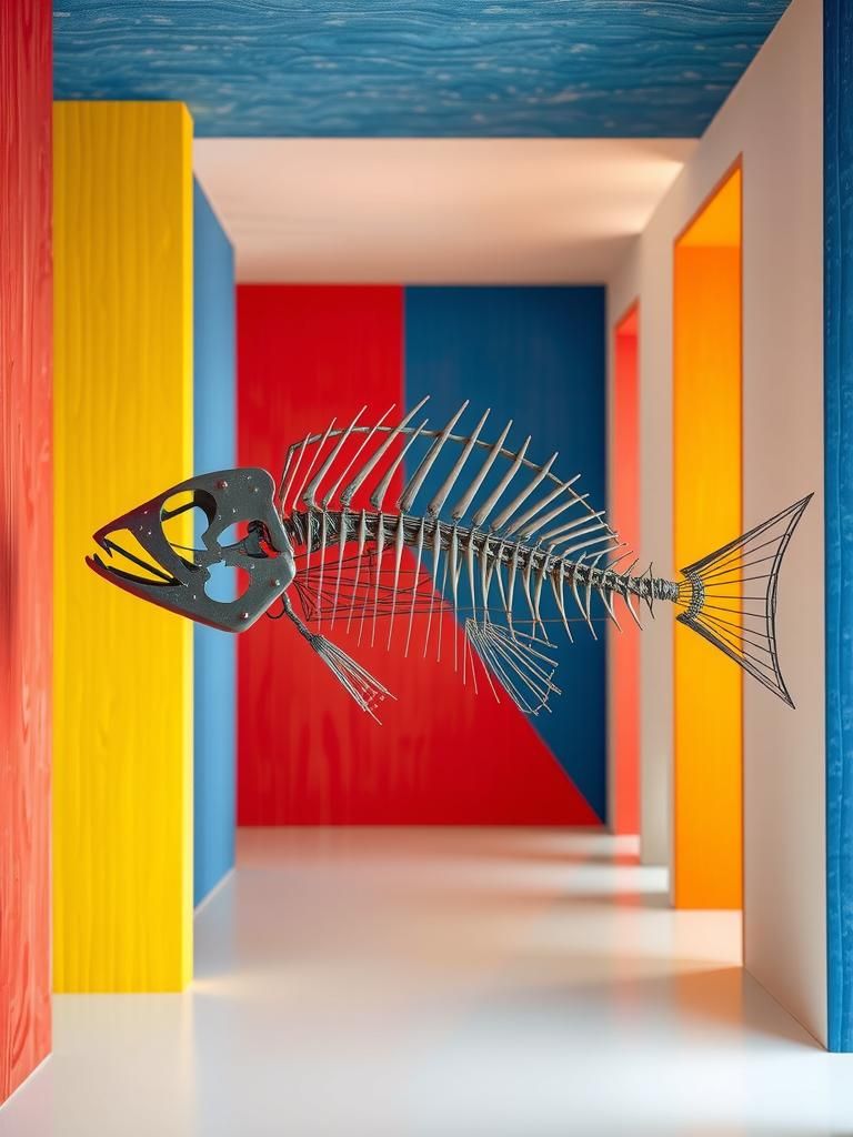 Intricate Metal Fish Sculpture in Modern Art Style