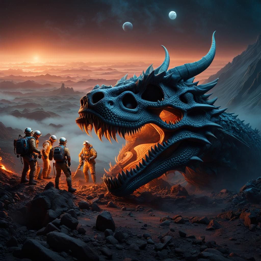 Astronauts Unearth Dragon Skull on Distant Planetoid