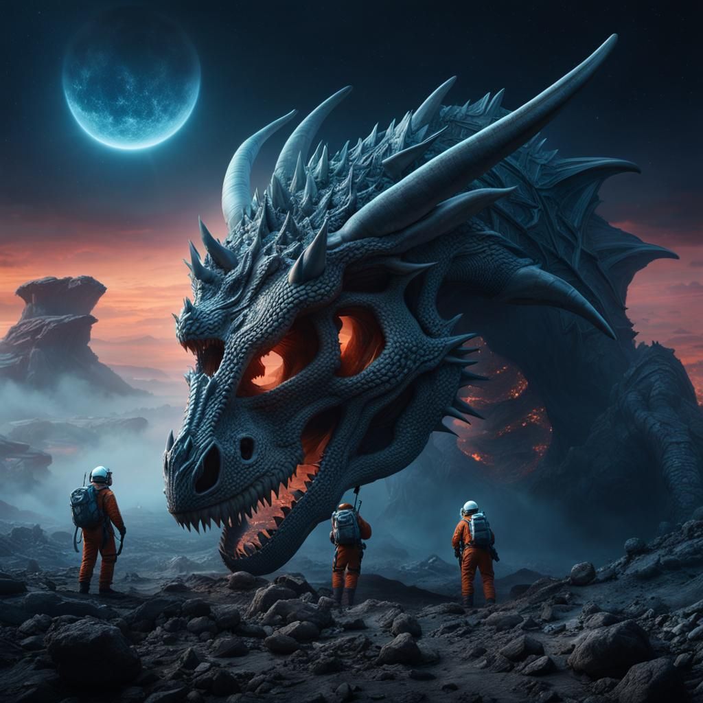 Astronauts Unearth Dragon Skull on Distant Planet