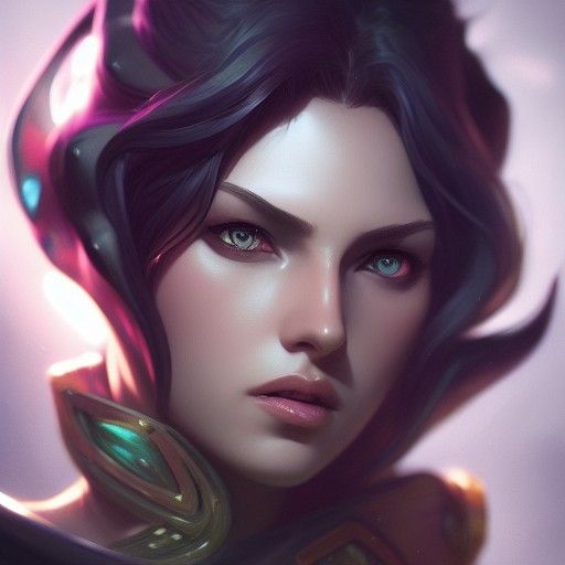 Morgana League of Legends Portrait in Art Nouveau Style