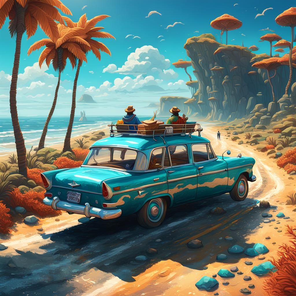 Friends' Beach Road Trip: Fantasy Concept Art