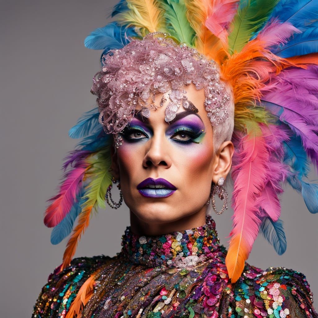 Male Drag Queen in Vibrant Sequins