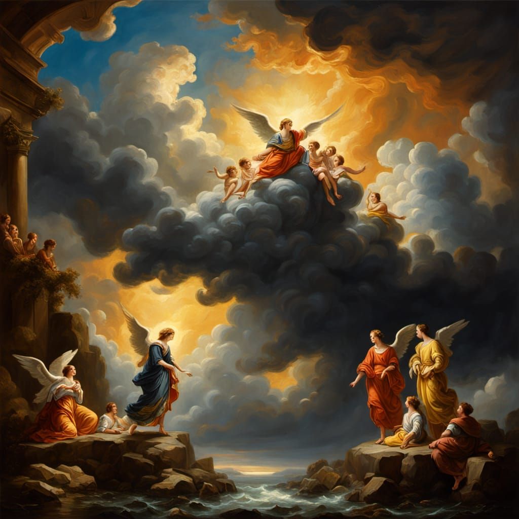 Baroque Angels in Dramatic Skies