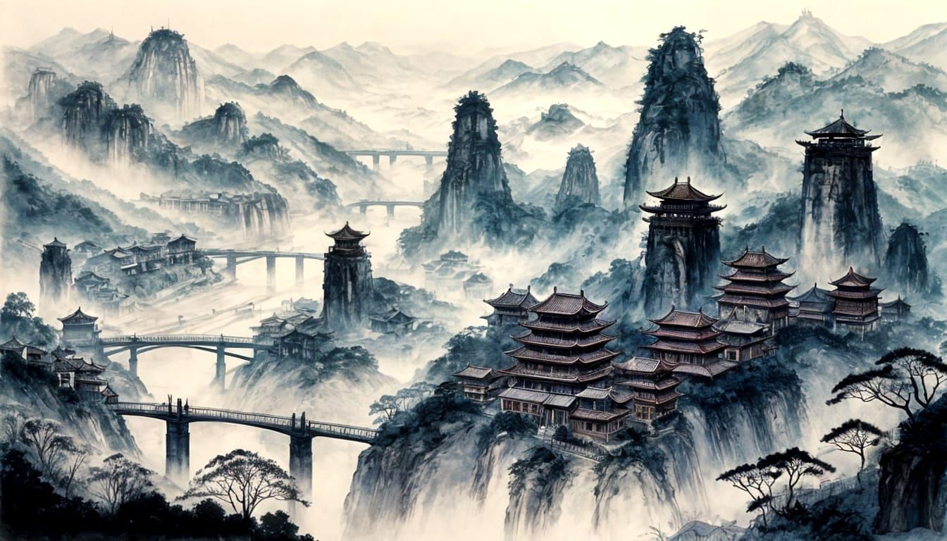 Chongqing City Skyline in Morning Mist