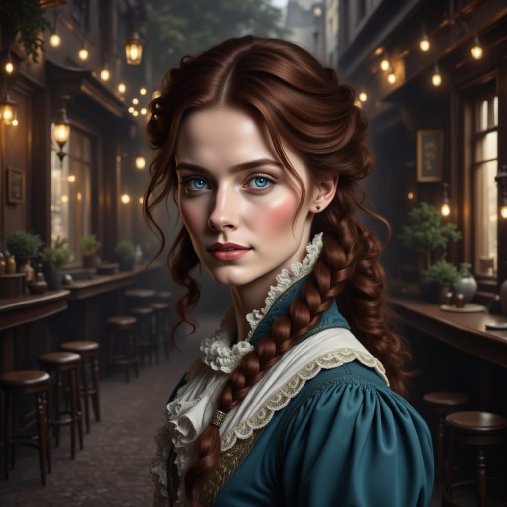 Victorian Woman Smiling with Blue Eyes