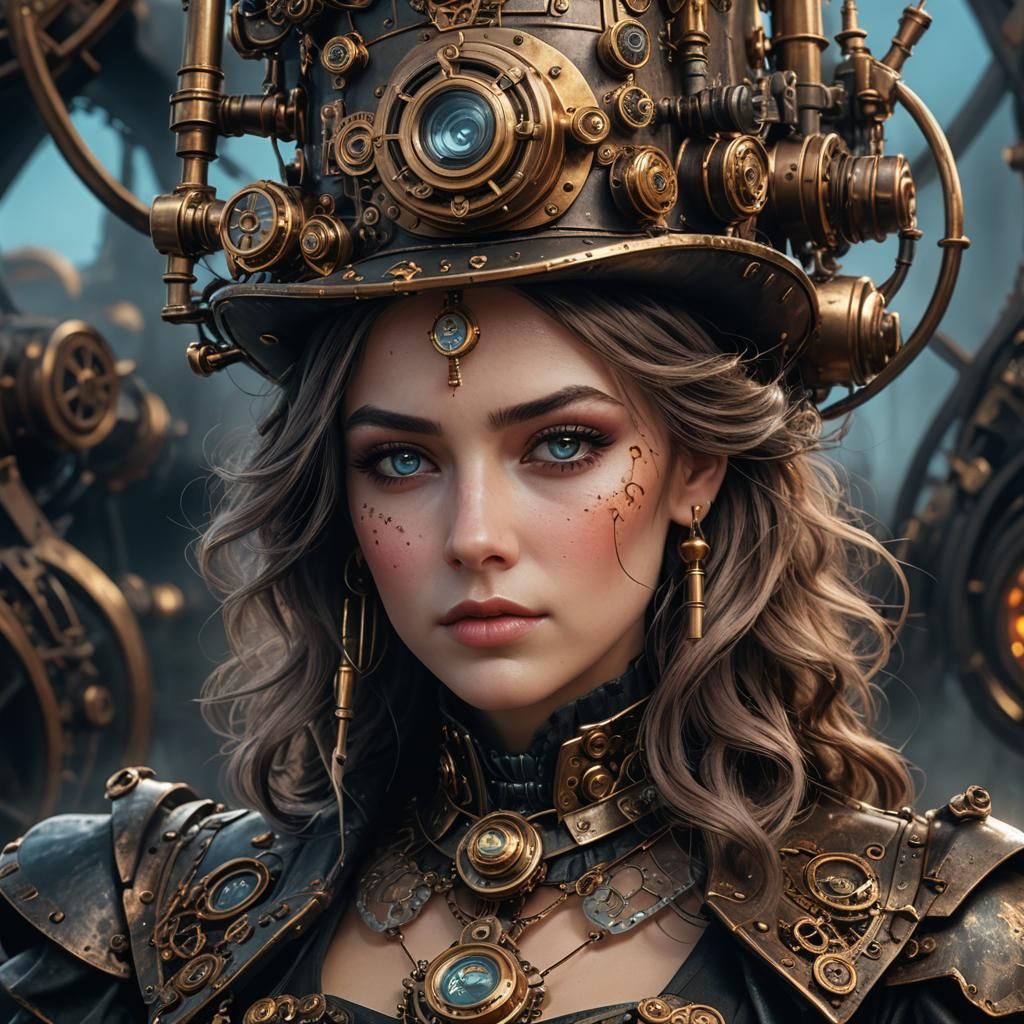 Steampunk Cyber Princess Portrait in Detailed Matte Painting