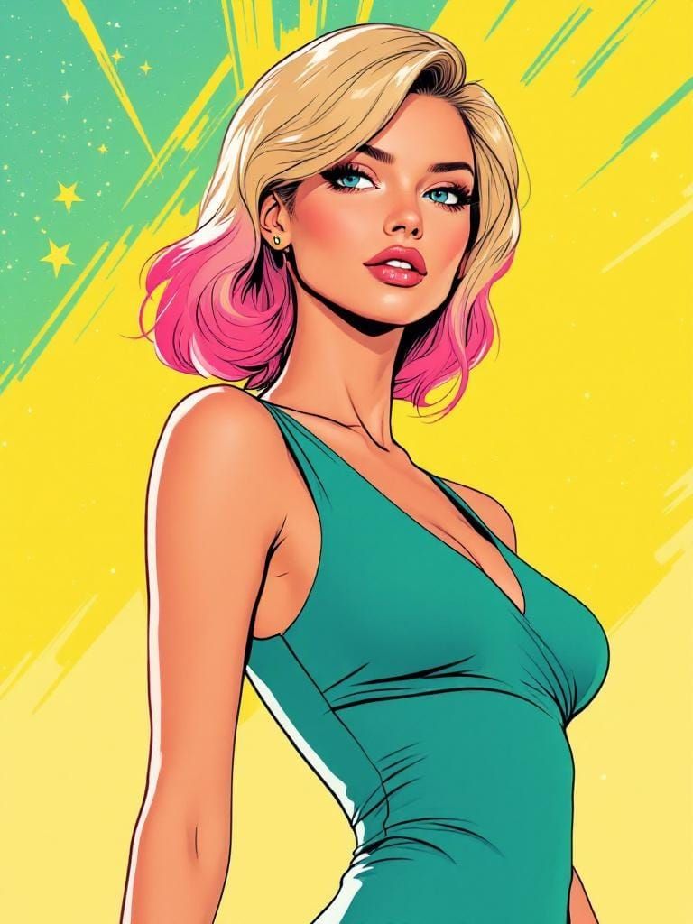 Blond Woman in Retro-Futuristic Bronze Age Comic Style
