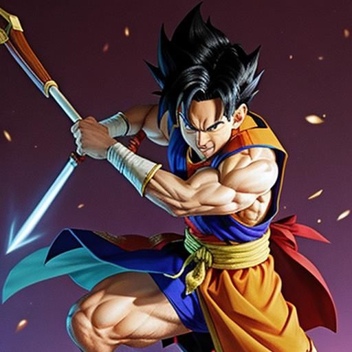 Son Gohan with Spear Ready for Battle