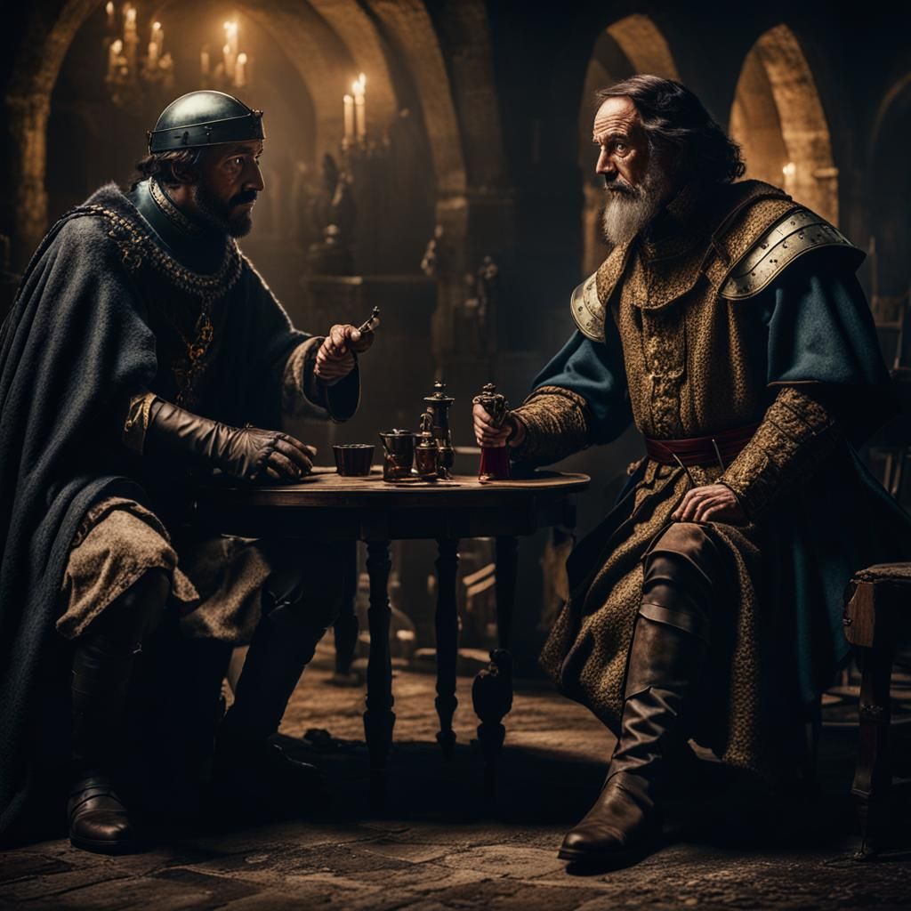 Medieval Noble's Secret Meeting in Chiaroscuro