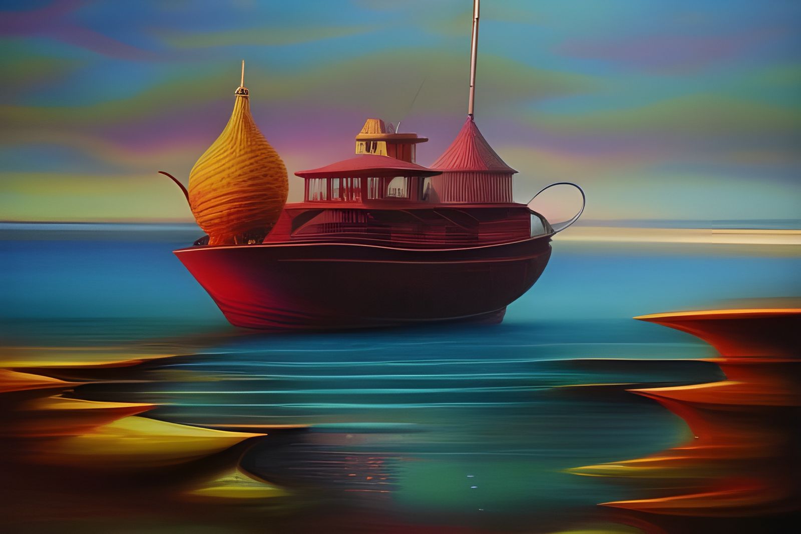 Submarine Gypsy City in Art Nouveau Style