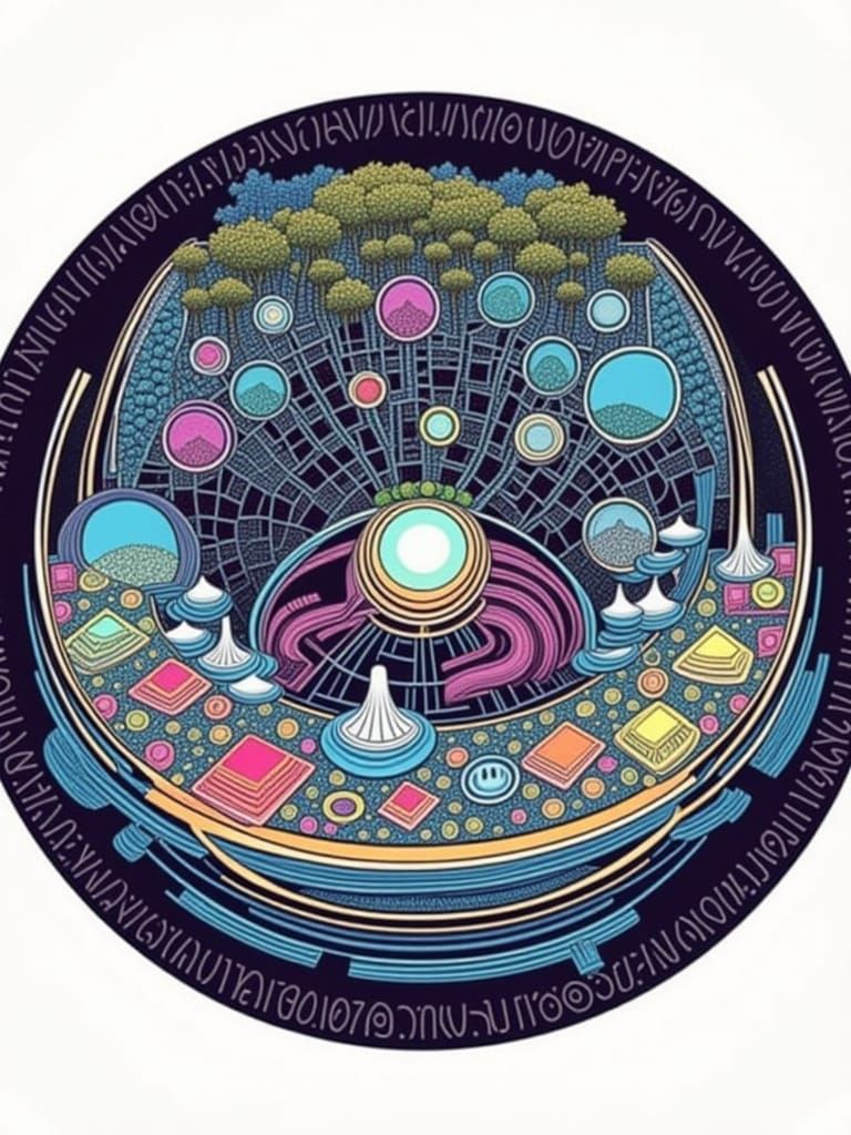 Surreal Eye with Circuit Board & Music Notation