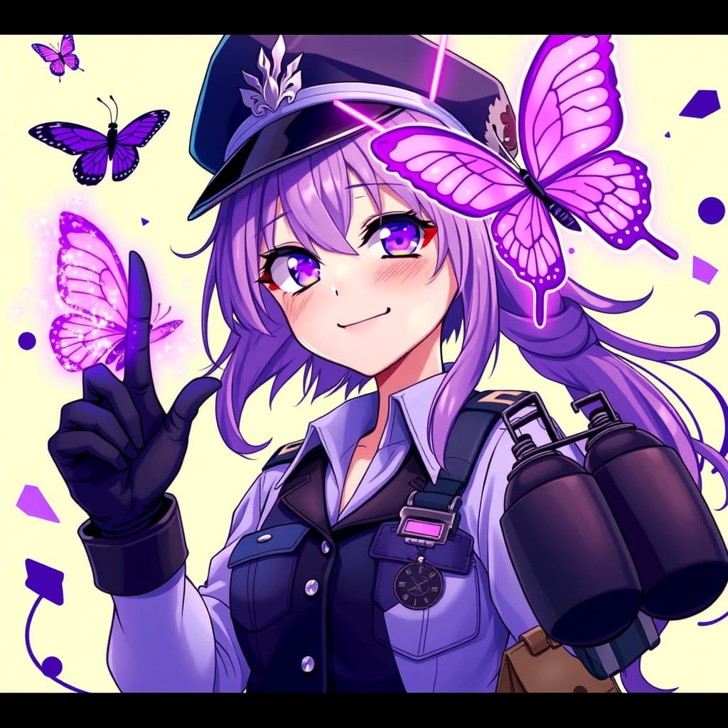 Anime Girl Controlled by a Mesmerizing Purple Butterfly